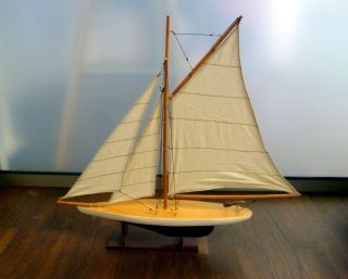 Segelboot Segelschiff Segelyacht Aus Holz Deko Standmodell 52cm Bild