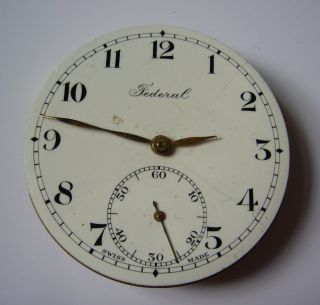 Schweres Altes Schweizer Taschenuhr Werk Federal - Uhrwerk Swiss Made Bild