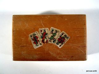 Altes Skat Kartenspiel Mit Werbung Firestone Phönix 60er Jahre Im Holzkasten Bild