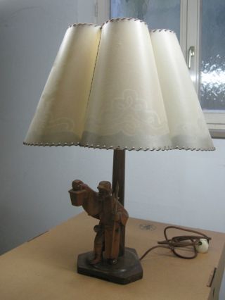 Antike Lampe Mit Holzfigur Nachtwächter Von N.  Gille Bild