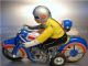 Lithographiertes Blechmotorrad Mit Beifahrer - Uhrwerkaufzug Gefertigt nach 1970 Bild 1