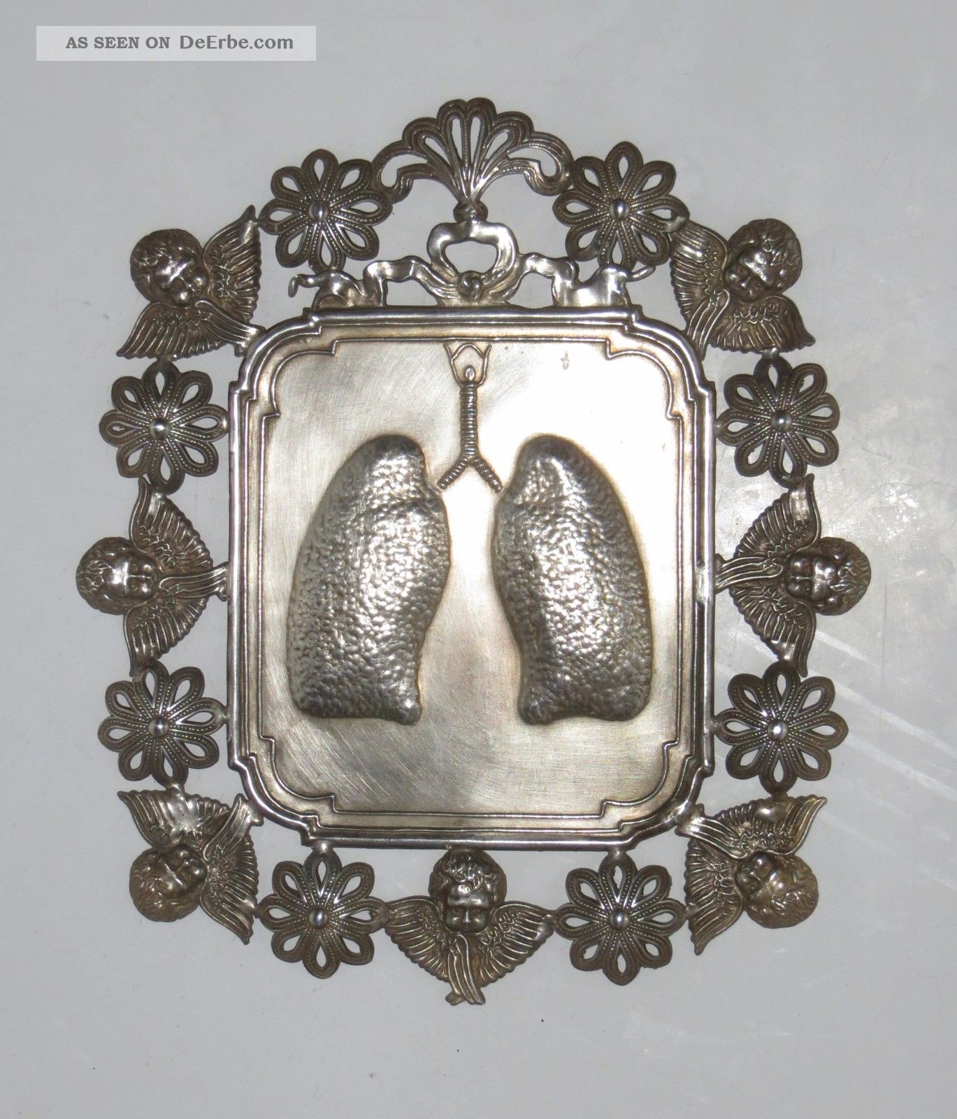 Ex Voto - Votivgabe - Lungen Filigran Um 1935 - 1940 - Alt - Ca.  17 Cm Votivbilder & Sakralmalerei Bild