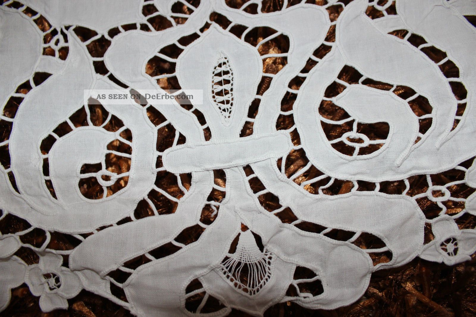 Rosen Tischläufer – Leinen-Optik, Mit Stickerei, Oval Ca. 30x45 Cm, Grün-beige, 100% Polyester