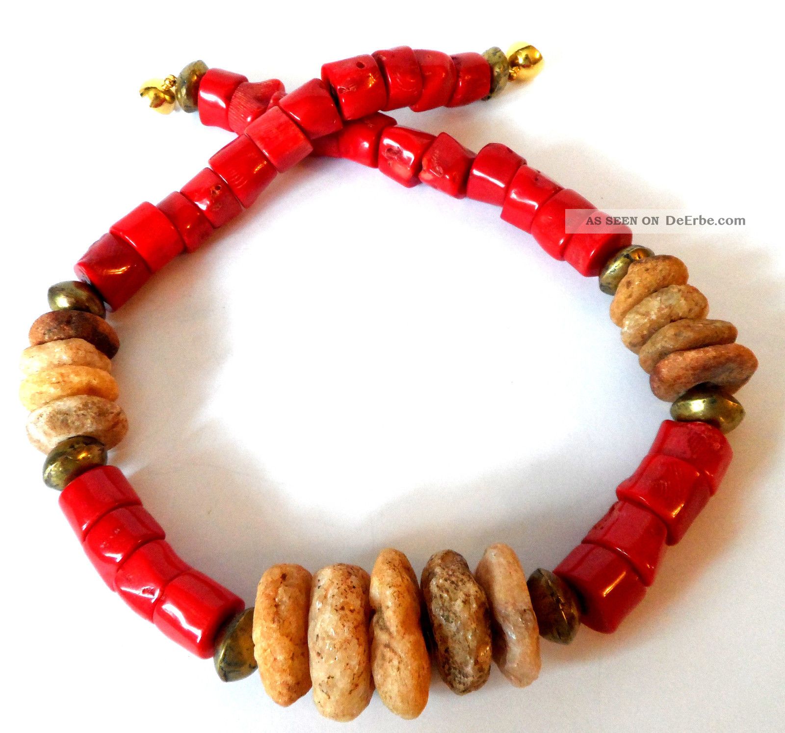 Mächtige Korallen Kette Und Antike Sahara Stone Trade Beads Quarze Afrika Bild