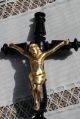 Schwarz Holzkreuz Kruzifix 19.  Jahrhundert Gedrechselt 42 Cm Hoch Kreuz Christus Skulpturen & Kruzifixe Bild 2