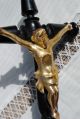Schwarz Holzkreuz Kruzifix 19.  Jahrhundert Gedrechselt 42 Cm Hoch Kreuz Christus Skulpturen & Kruzifixe Bild 5