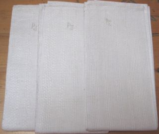 3 Antike Weiße Handtücher Küchentücher Halbleinen Gerstenkorn 50x100 Bild