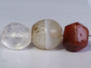 3 Ancient Rare Beads (agate,  Carnelian,  Rock Crystal) Bild