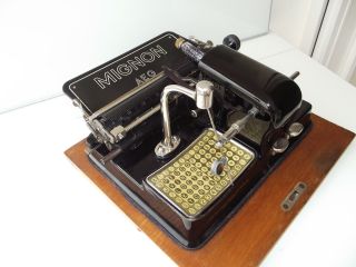 Antique Alte Mignon Aeg Einhand Schreibmaschine Mit Holz Koffer Von 1924 Bild