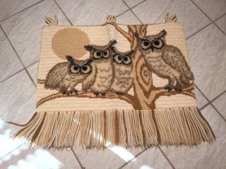 80er 80s Wandteppich Teppich Deko Eulen Eule Owl Vintage Bild
