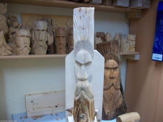 Wikinger Gesicht Holzfigur Hand Geschnitzt Aus Eiche Einzelstück Bild