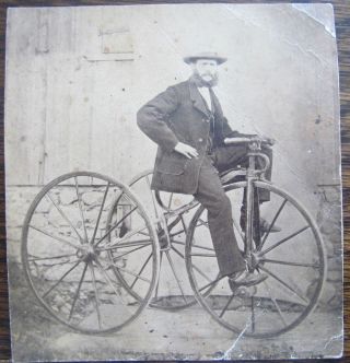 Hochrad / Dreirad Wohl Um 1880 Einmaliges Foto Mit Dem Erfinder? Bild