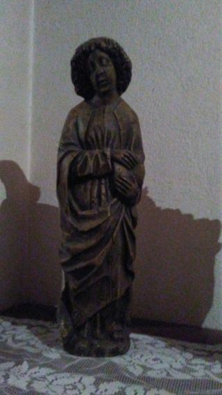 Aus Haushaltsauflösung Holzschnitzerei Heiligenfigur Apostel Johannes Bild