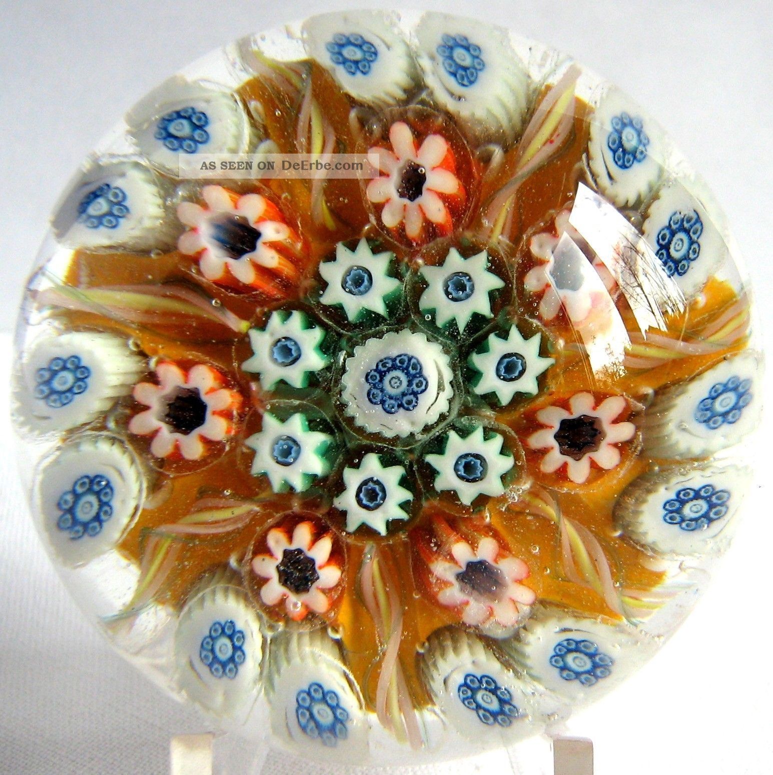 Millefiori Glas Briefbeschwerer 8cm - Bunte Glas Kugel Mit Blumenmuster, Dekorativer Paperweight