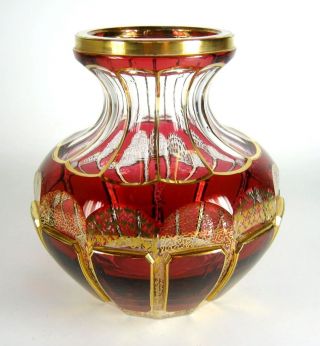 Glas Vase Golddekor Wohl Steiner & Vogel Vohenstrauß Biedermeier Stil Bild
