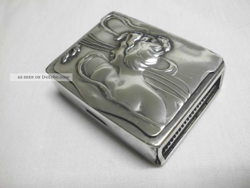 Zündholzdose - Streichholz - Box - Silber - Jugendstil - Antique Silver Matchstick Box Objekte vor 1945 Bild