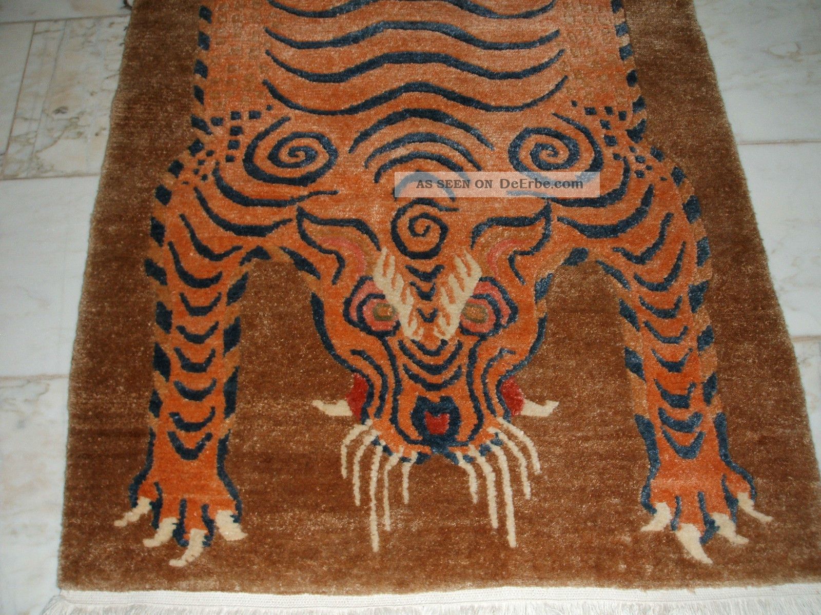 Old Tiger Rug Nepal Tibet Tiger Teppich Tapis Tigre Nepalaise Parfait