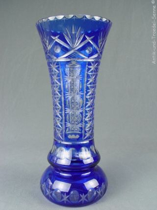 Nachtmann Riesige Alte Vase Kristallglas Überfang Blau 35 Cm Bild