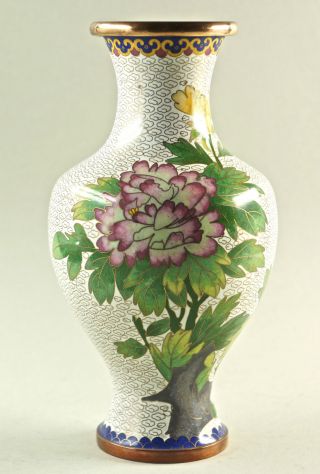 Bezaubernde Cloisonne - Vase,  Blütendekor,  Fein Gearbeitet,  Höhe 24 Cm. Bild