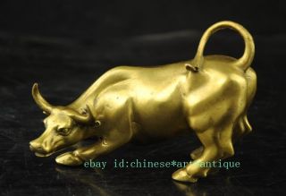 Chinese Pure Bronze Copper Feng Shui Wealth Money Ox Bull Art Statue Ld04 Bild