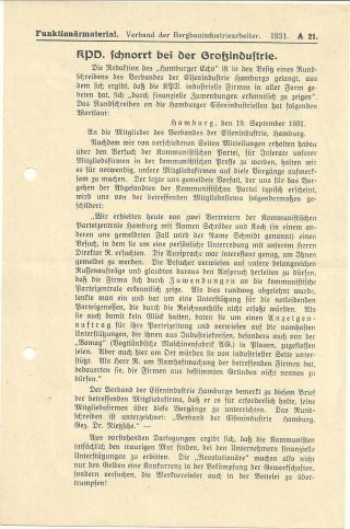 Funktionärmaterial 1931/32 Bergbau Gewerkschaft Kpd Politik Loseblattsammlung Bild