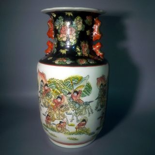 Große Alte Vase China Krieger - Figur - Dekor Pferd Kampf Schlacht Qing - Periode - Stil Bild