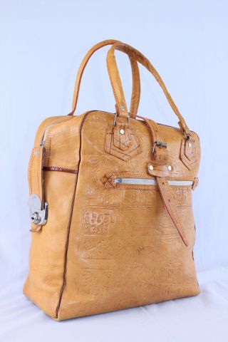 Vintage Leder Tasche Reisetasche Weekender Braun Hingucker Leather Bag Bild