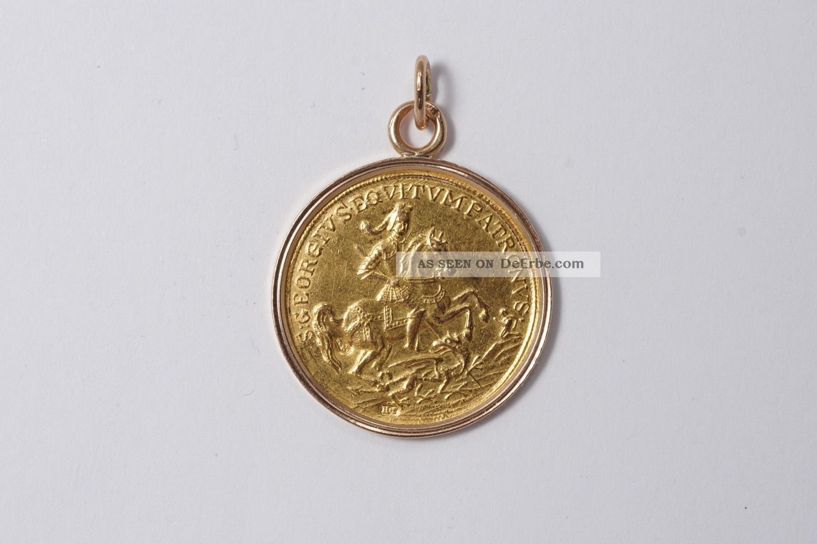14 Karat Gelbgold Kreuz Mit St. Christoph Medaille Anhänger