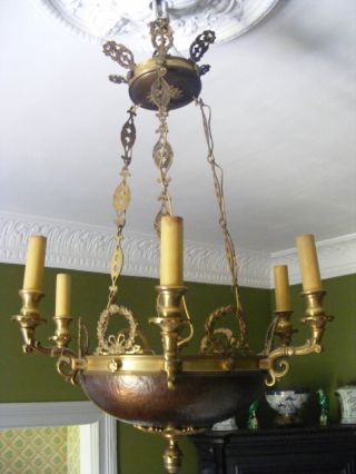 Empire Biedermeier Lampe Lüster Kronleuchter Bronze Teils Brünniert Bild