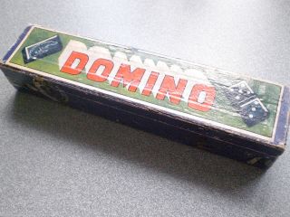Altes Domino Spiel In Schachtel Steine Ebenholz Bild