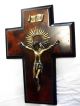 Schönes Altes Kruzifix - Kreuz - Holz Mit Silber/nice Old Wooden And Silver Crucifix Skulpturen & Kruzifixe Bild 1