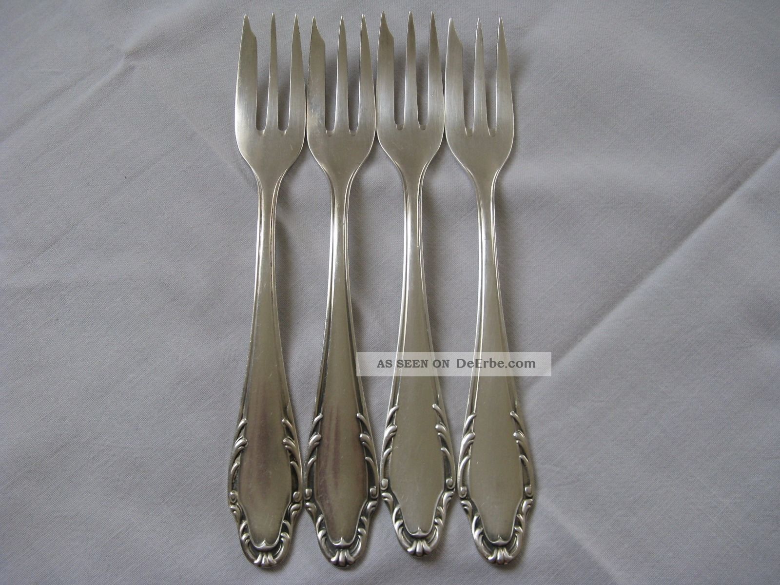 4 Gabeln 16,  Cm Wellner Versilbert 90 Auflager Objekte vor 1945 Bild