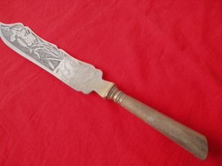 Antikes Originales Jugendstil - Messer Aus Metall Versilbert Mit Ätzungen Um 1900 Bild