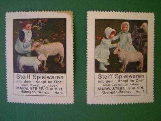 Steiff Werbemarken No.  1,  2,  20er Jahre,  Steiff Schafe Und Puppen Bild
