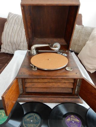 Antikes Tischgrammophon,  Grammophon,  Sofort Spielbereit &videodemo,  Aus Sammlung Bild