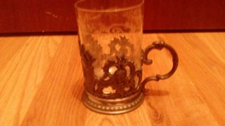 Teeglashalter Bayreuth Metall Mit Originalen Geschliffenen Glas Jugendstil Bild