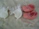 Alte Puppenkleidung Schuhe Vintage Peach Soft Shoes Lacy Socks 40cm Doll 51/2cm Original, gefertigt vor 1970 Bild 3