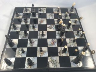 Schachspiel,  Horn,  Bein U.  Perlmutt.  Handarbeit Dekorativ Bild