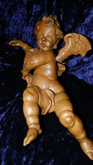 Holzfigur Barocker Engel Putto Geschnitzt 45cm Riesig Heiliger Skulptur Südtirol Bild