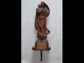 Sehr Große Holz - Madonna Geschnitzt Alte Figur Skulptur Wand - Podest Konsole Jesus Bild