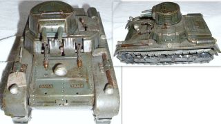 Alter Gama Tank Panzer Mit Blechketten.  19 X 11 X 9 Cm Ohne Schlüssel.  Vorkrieg Bild