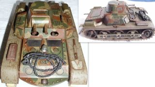 Alter Gescha Patent Panzer 65 - 6.  19,  5 X 11 X 9 Cm Ohne Schlüssel.  Umber,  Gebr. Bild