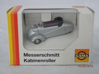 Altes Gama Mini 1:43 51008 Messerschmitt Kabinenroller Cabrio Silber Okt M/b Bild