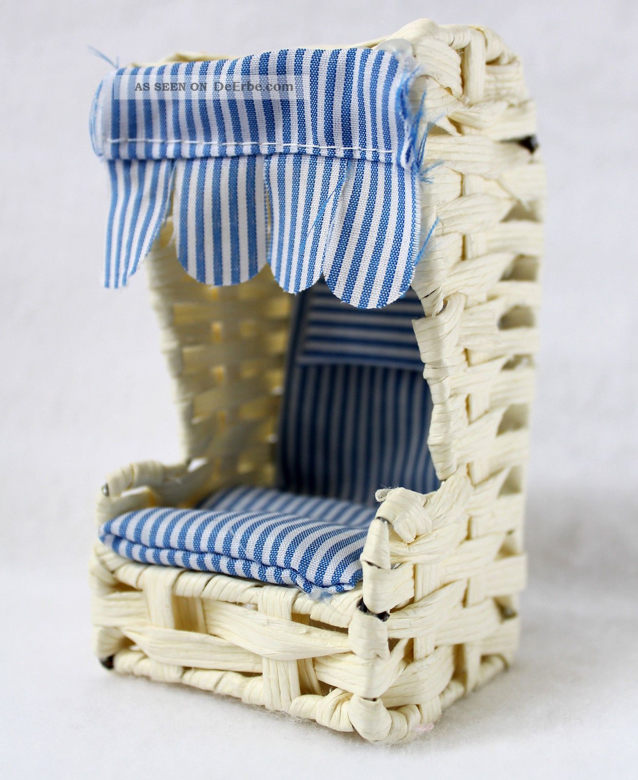 Mini Deko Strandkorb 12, 5 Cm Beige Draht Und Bast Puppenstuhl