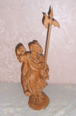 Nachtwächter Mit Laterne Und Hellebarde Figur Skulptur Holz Handgeschnitzt Bild