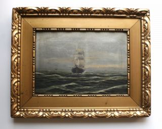 Ölbild Ölgemälde Seestück Segelschiff Gemälde Goldrahmen Signiert Bild