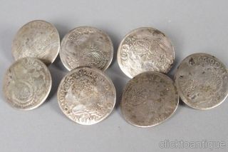 7 Historische Silber Münzknöpfe 30 Kreuzer Bayern 1720 - 30 Trachtenknöpfe Bild