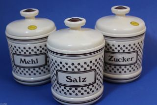 Emsa 3 Vorratsdosen Mehl Salz Zucker Plastik Vintage Designklassiker Bild