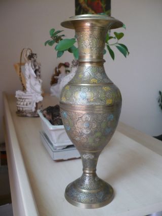 Messing Vase India (31cm Noch) Bild