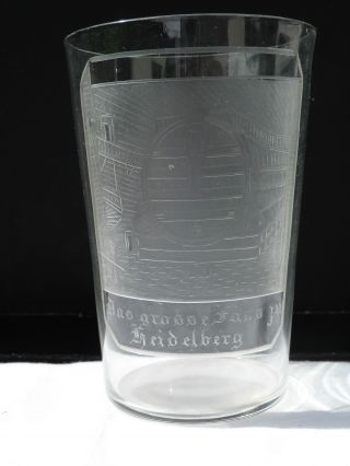 Antikes Andenkenglas Fass Zu Heidelberg Um 1880 Geschliffen Motiv Baden Becher Bild